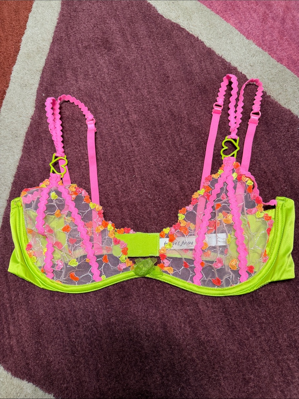 For Love And Lemons Tossed Heart Bra Size L
